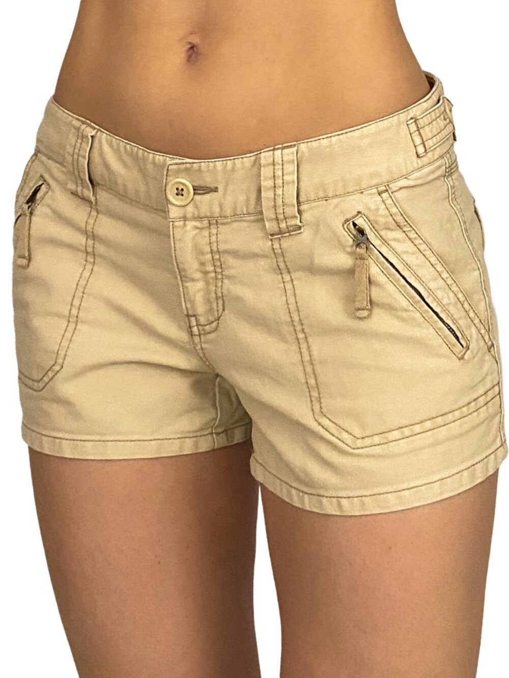 2000s aeropostale khaki low rise utility shorts